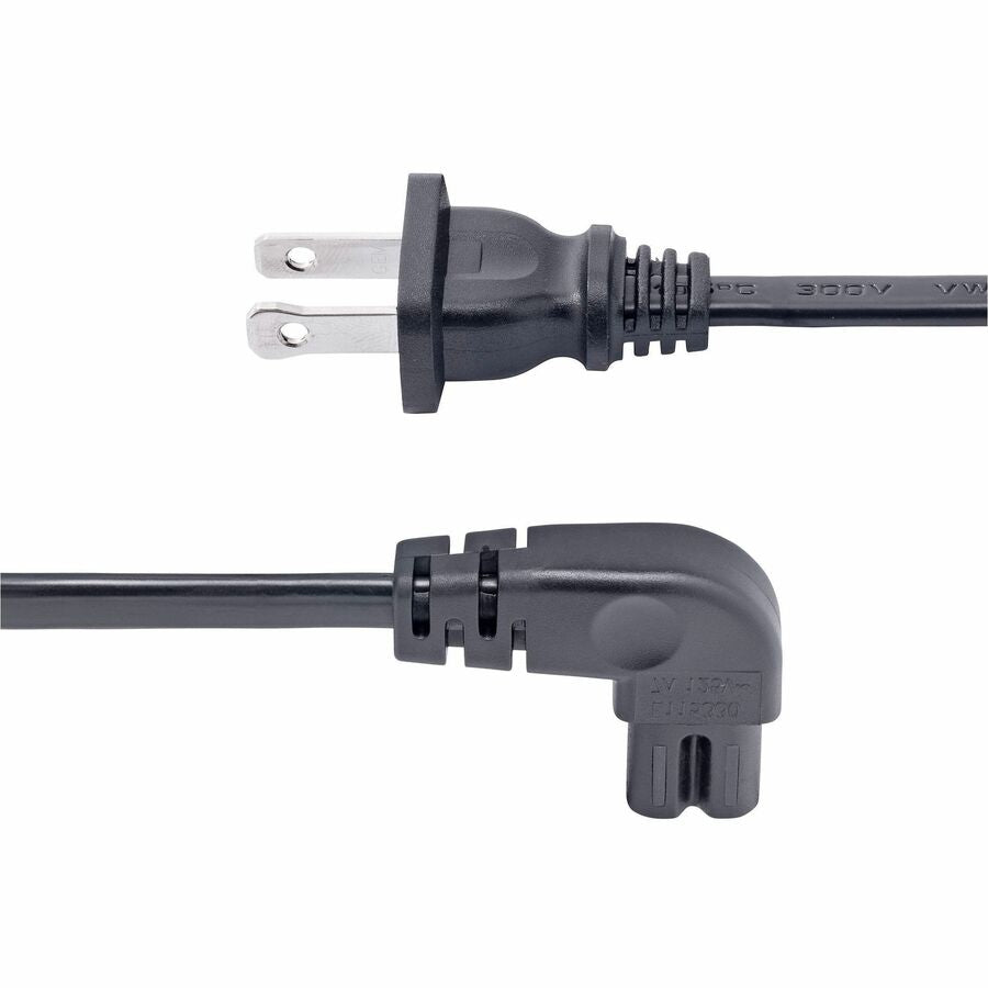 StarTech.com 3ft NEMA 1-15P to Right Angle IEC C7 Power Cord – 7A, 125V, Heavy Duty Laptop Charger Cable