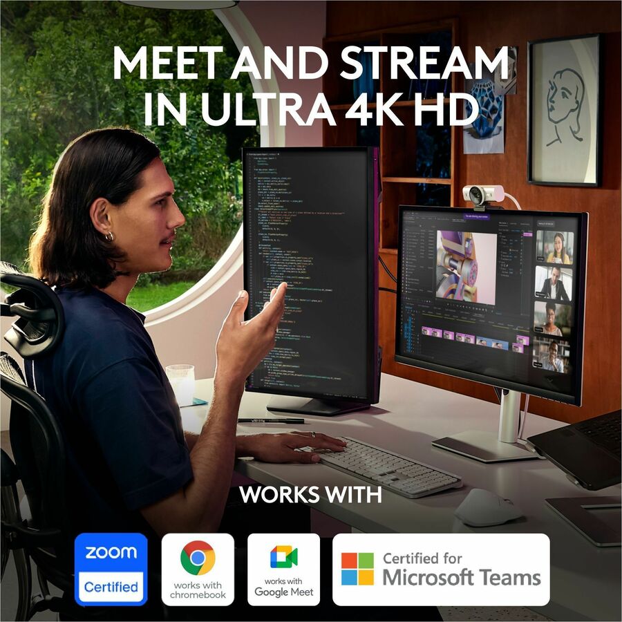 Logitech MX Brio Ultra HD 4K Webcam with Noise Reduction and Show Mode