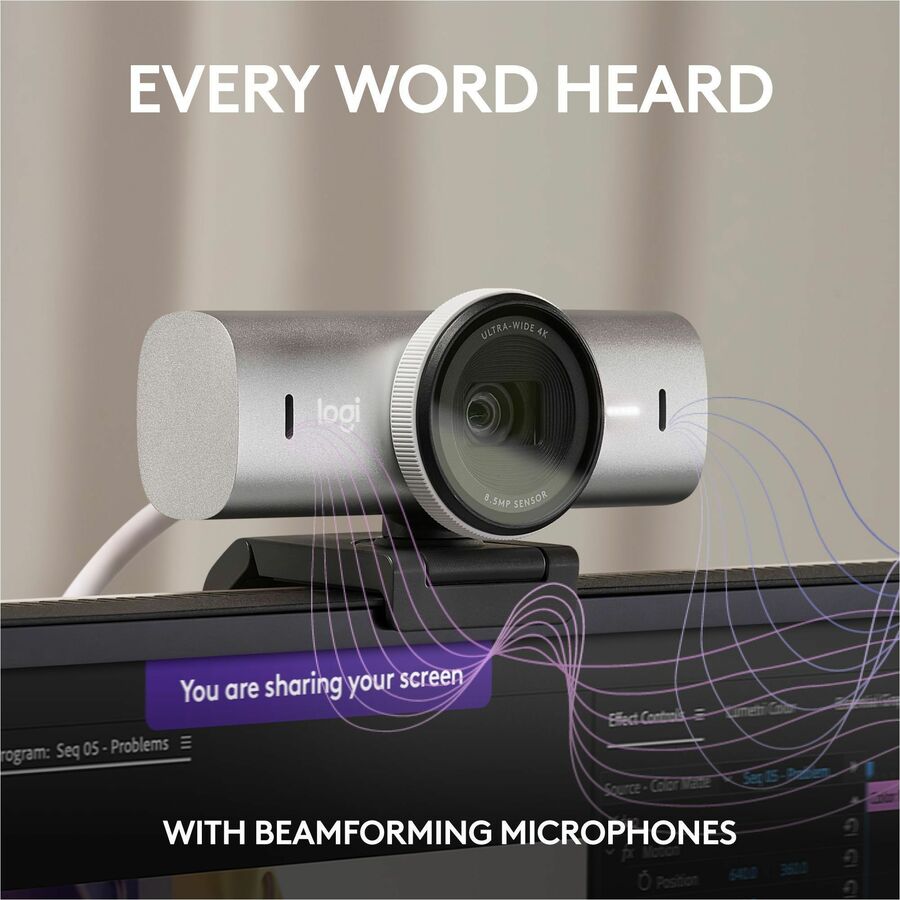 Logitech MX Brio Ultra HD 4K Webcam with Noise Reduction and Show Mode