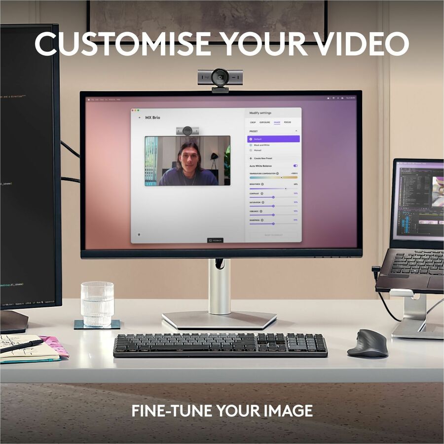 Logitech MX Brio Ultra HD 4K Webcam with Noise Reduction and Show Mode