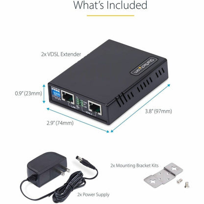 StarTech.com VDSL2 Ethernet Extender Kit VDSLLANEXTENDER1G for Long-Range Network Extension up to 0.6 miles