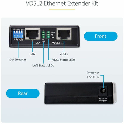 StarTech.com VDSL2 Ethernet Extender Kit VDSLLANEXTENDER1G for Long-Range Network Extension up to 0.6 miles