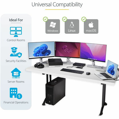 StarTech.com 4-Port KM Switch with Mouse Roaming and USB Audio for Multiple Computers