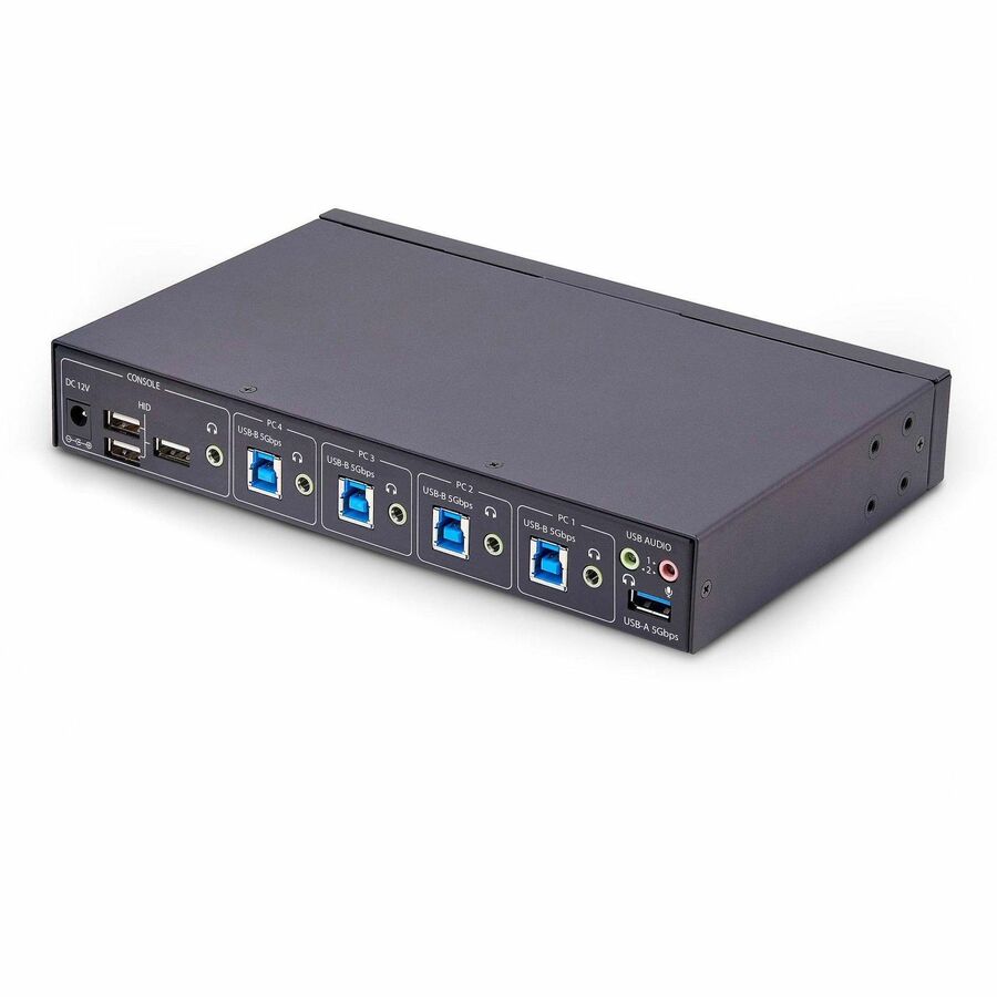 StarTech.com 4-Port KM Switch with Mouse Roaming and USB Audio for Multiple Computers