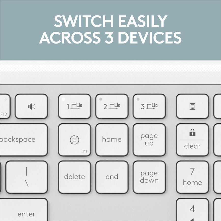 Logitech Signature Slim K950 Wireless Keyboard – Off White, Multi-Device Bluetooth Connectivity, Quiet Laptop-Style Typing