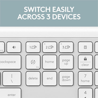 Logitech Signature Slim K950 Wireless Keyboard – Off White, Multi-Device Bluetooth Connectivity, Quiet Laptop-Style Typing
