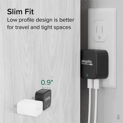 Plugable Technologies Dual USB-C Wall Charger PS-40C2B – 40W Fast Charging with Dual Ports and Compact Design