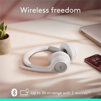 Logitech Zone 300 Wireless Bluetooth Headset with Noise-Canceling Microphone - Off White