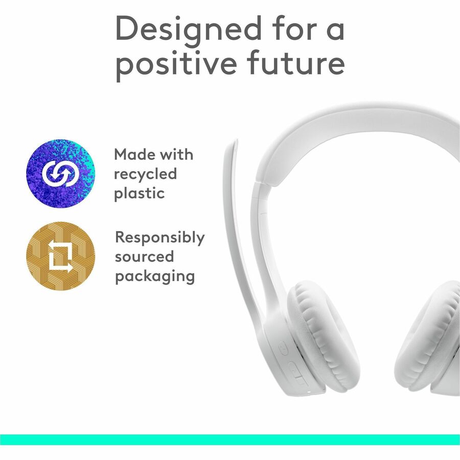 Logitech Zone 300 Wireless Bluetooth Headset with Noise-Canceling Microphone - Off White