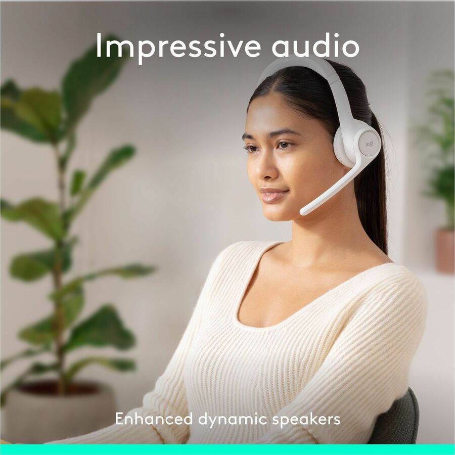 Logitech Zone 300 Wireless Bluetooth Headset with Noise-Canceling Microphone - Off White