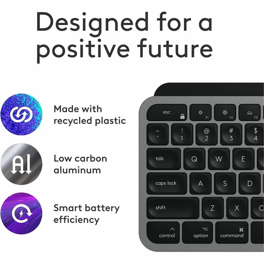 Logitech MX Keys S Combo for Mac – Wireless Keyboard and Mouse in Space Gray with Backlit Keys and Darkfield Tracking