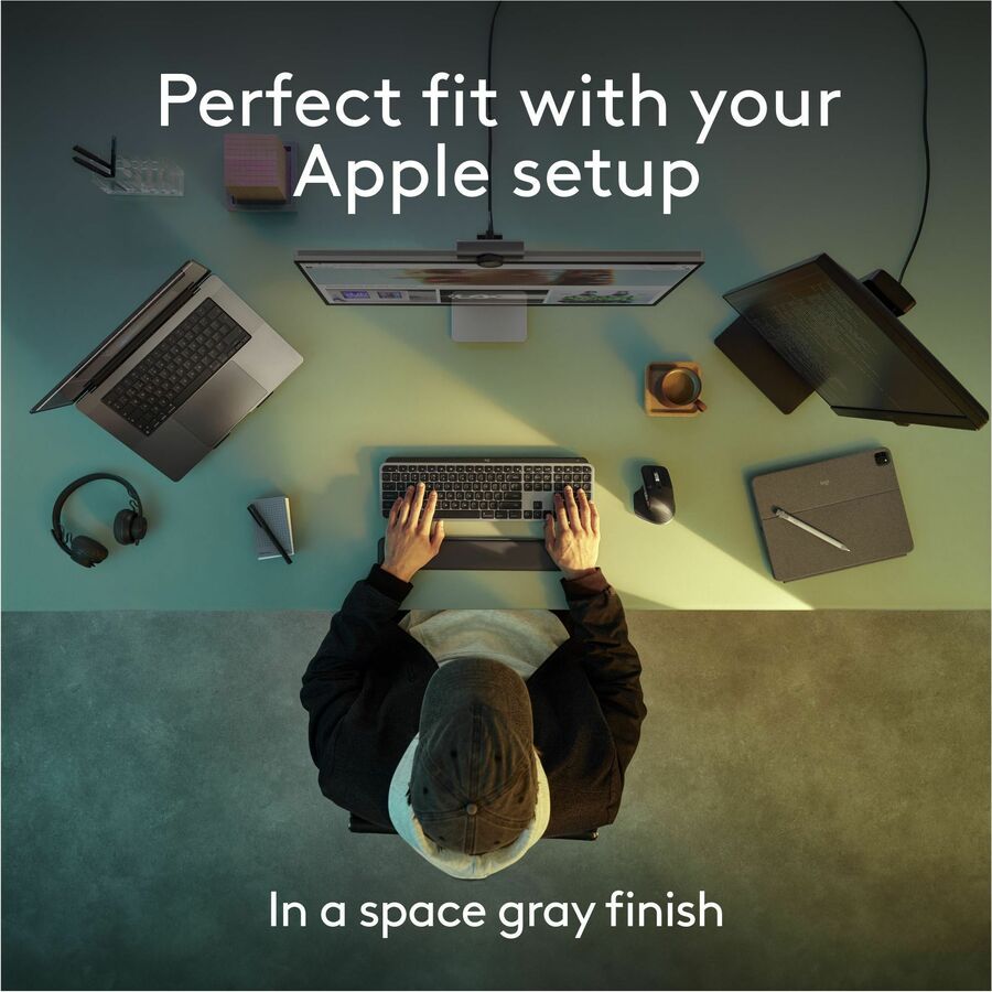 Logitech MX Keys S for Mac Wireless Keyboard - Space Gray with Backlit, Programmable Smart Actions, and Bluetooth Connectivity