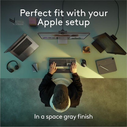 Logitech MX Keys S for Mac Wireless Keyboard - Space Gray with Backlit, Programmable Smart Actions, and Bluetooth Connectivity