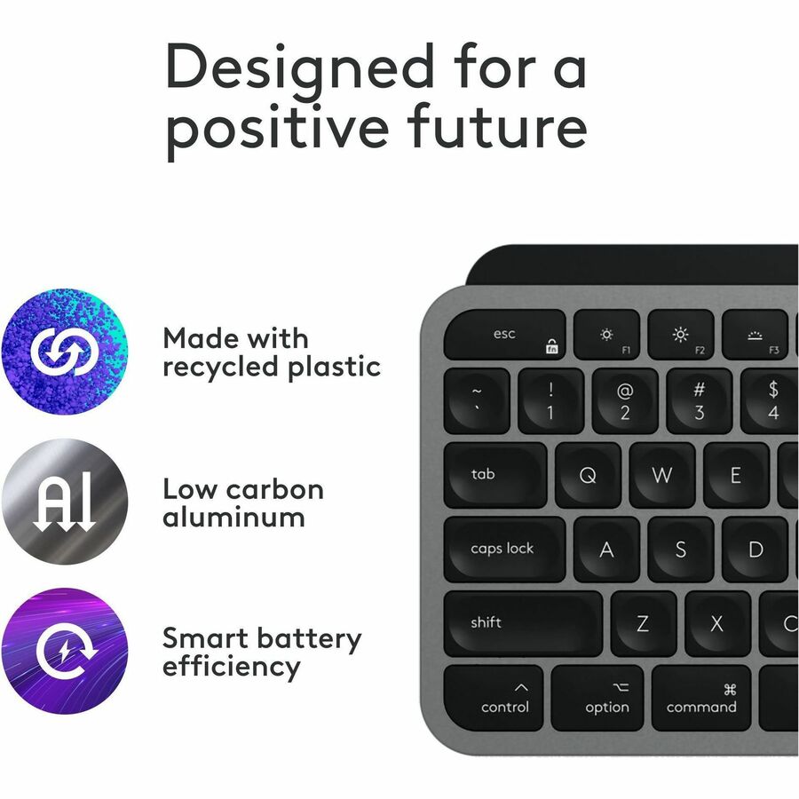 Logitech MX Keys S for Mac Wireless Keyboard - Space Gray with Backlit, Programmable Smart Actions, and Bluetooth Connectivity