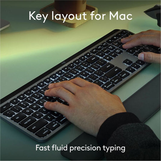 Logitech MX Keys S for Mac Wireless Keyboard - Space Gray with Backlit, Programmable Smart Actions, and Bluetooth Connectivity