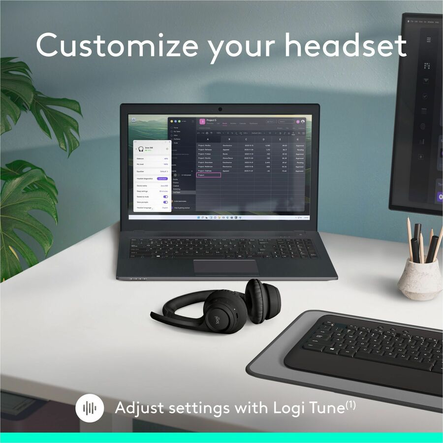 Logitech Zone 300 Wireless Bluetooth Headset with Noise-Canceling Microphone - Black