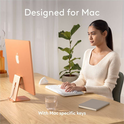 Logitech Wave Keys for Mac Wireless Ergonomic Keyboard with Cushioned Palm Rest – Off White