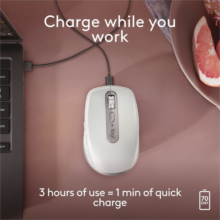 Logitech MX Anywhere 3S for Mac - Compact Wireless Bluetooth Mouse with 8K DPI and Quiet Clicks in Pale Gray