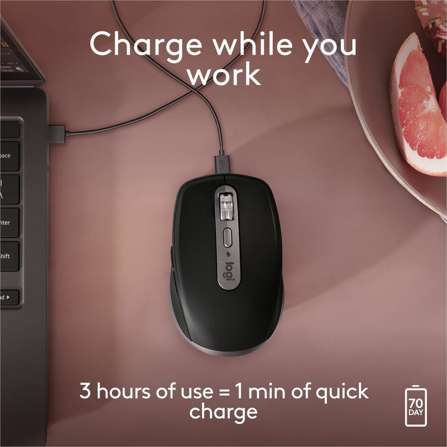 Logitech MX Anywhere 3S for Mac - Compact Wireless Bluetooth Mouse with 8K DPI, Quiet Clicks, Space Gray