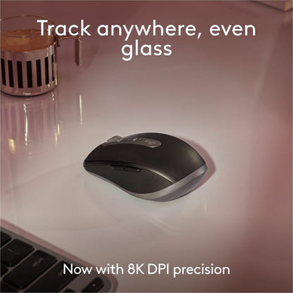 Logitech MX Anywhere 3S for Mac - Compact Wireless Bluetooth Mouse with 8K DPI, Quiet Clicks, Space Gray