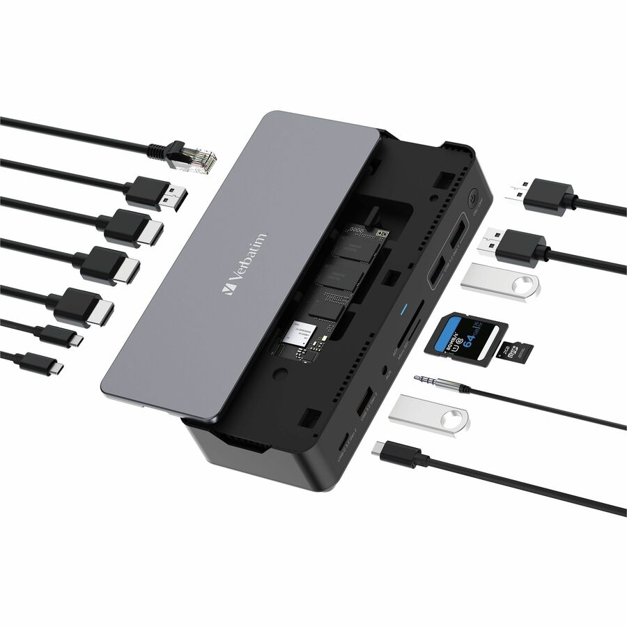 Verbatim USB-C Pro Docking Station 15-in-1 with 256GB SSD Enclosure