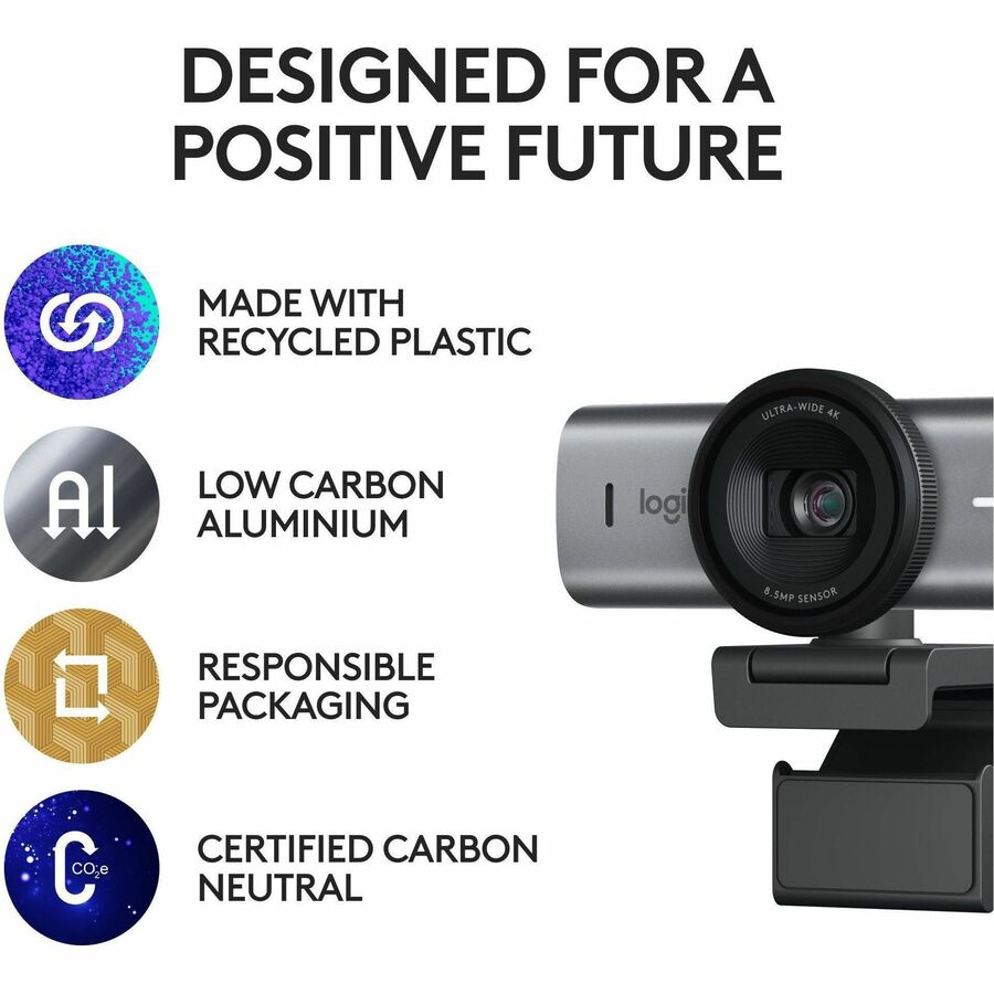 Logitech MX Brio 705 for Business 4K Webcam with Auto Light Correction and Show Mode