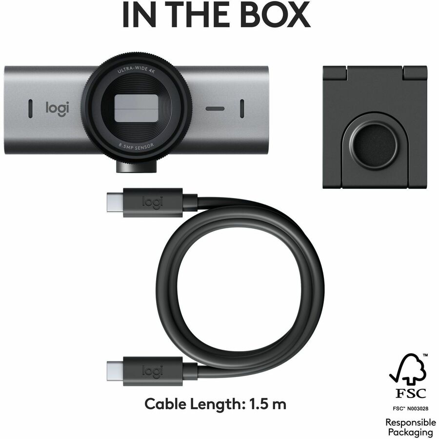 Logitech MX Brio 705 for Business 4K Webcam with Auto Light Correction and Show Mode