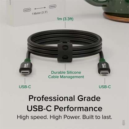 Plugable USB-C to USB-C Cable with 240W Power Delivery and 20Gbps Data Transfer - 3.3 ft