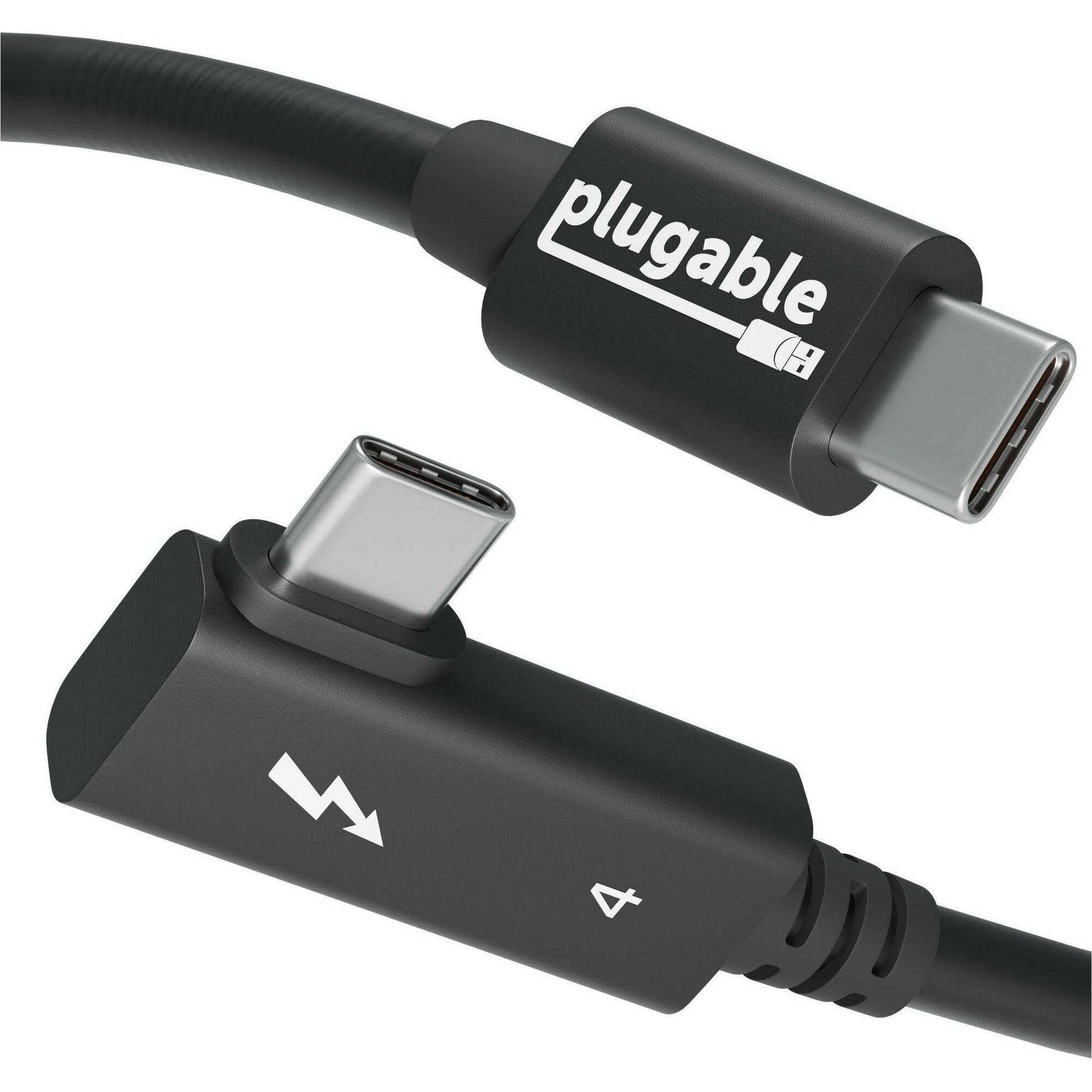 Plugable Thunderbolt 4 Cable with Right Angle Connector – 2.6 ft, 240W EPR Power Delivery, 40Gbps Data Transfer, Supports 8K Display