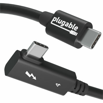 Plugable Thunderbolt 4 Cable with Right Angle Connector – 2.6 ft, 240W EPR Power Delivery, 40Gbps Data Transfer, Supports 8K Display