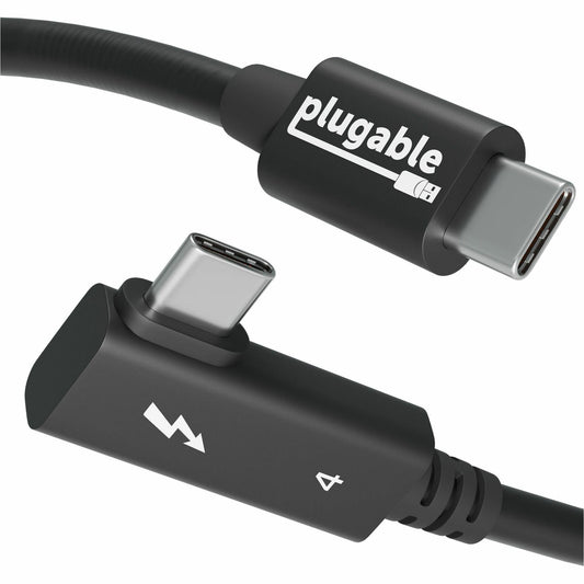 Plugable Thunderbolt 4 Cable with Right Angle Connector – 2.6 ft, 240W EPR Power Delivery, 40Gbps Data Transfer, Supports 8K Display