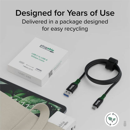 Plugable USB-C to USB-A 3.3ft Cable - USB 3.2 Gen 2 Data Transfer & Charging