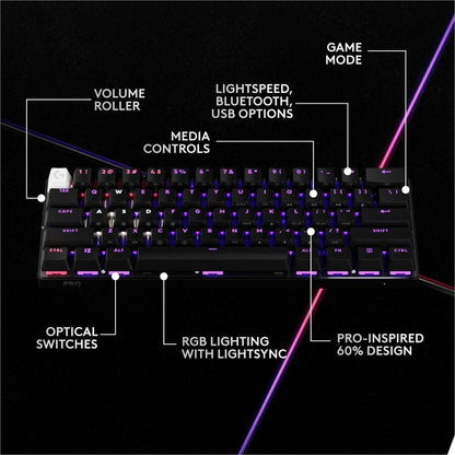 Logitech G PRO X 60 LIGHTSPEED Wireless Gaming Keyboard – Compact TKL Mechanical Keyboard with RGB Backlit and GX Optical Switches for Windows PC