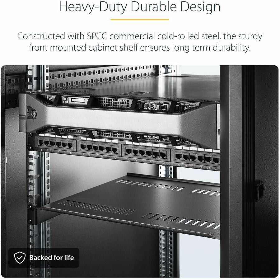 StarTech.com 1U Ventilated Rack Shelf with Cage Nuts and Screws – Dual Pack for 19-Inch Server Racks