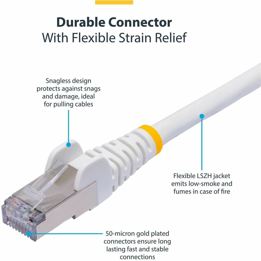 StarTech.com 6in White Cat8 S/FTP Ethernet Patch Cable with Snagless RJ45 Connectors