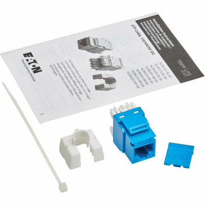 Eaton Tripp Lite Series Cat6a Keystone Jacks (10 Pack) with PoE++ Support - Blue RJ45 Ethernet Connectors for High-Speed Networks