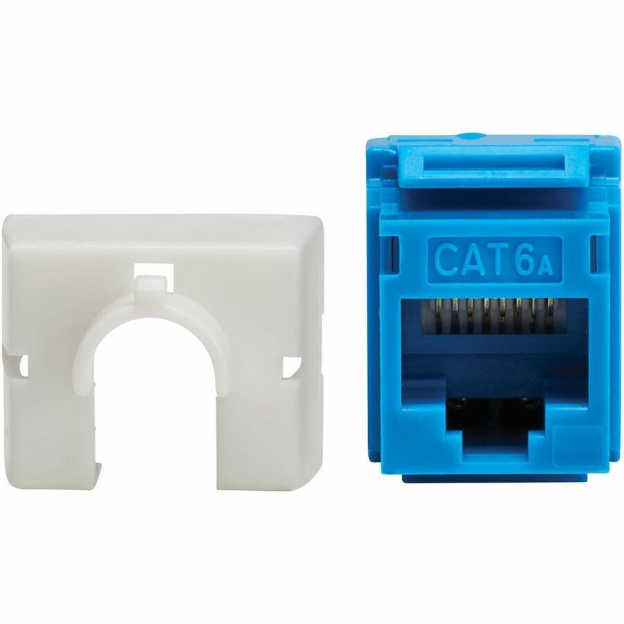 Eaton Tripp Lite Series Cat6a Keystone Jacks (10 Pack) with PoE++ Support - Blue RJ45 Ethernet Connectors for High-Speed Networks