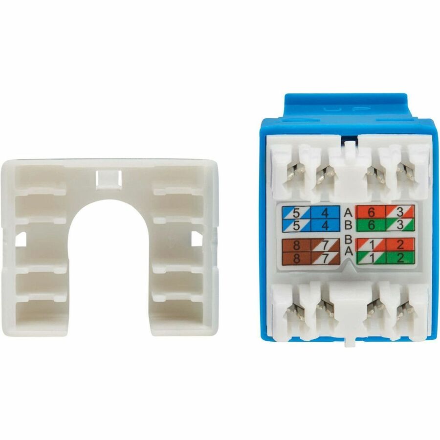 Eaton Tripp Lite Series Cat6a Keystone Jacks (10 Pack) with PoE++ Support - Blue RJ45 Ethernet Connectors for High-Speed Networks