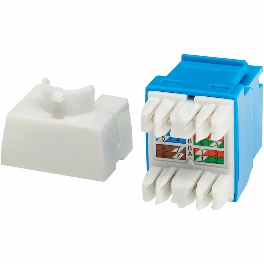 Eaton Tripp Lite Series Cat6a Keystone Jacks (10 Pack) with PoE++ Support - Blue RJ45 Ethernet Connectors for High-Speed Networks