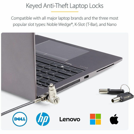 StarTech.com 25-Pack Universal Laptop Lock with 6.6ft Cut-Resistant Cable and Keyed Alike Security Locks
