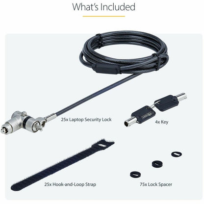 StarTech.com 25-Pack Universal Laptop Lock with 6.6ft Cut-Resistant Cable and Keyed Alike Security Locks