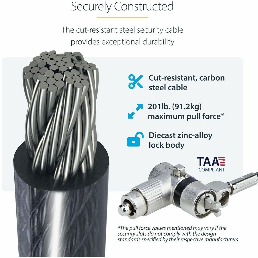 StarTech.com 25-Pack Universal Laptop Lock with 6.6ft Cut-Resistant Cable and Keyed Alike Security Locks