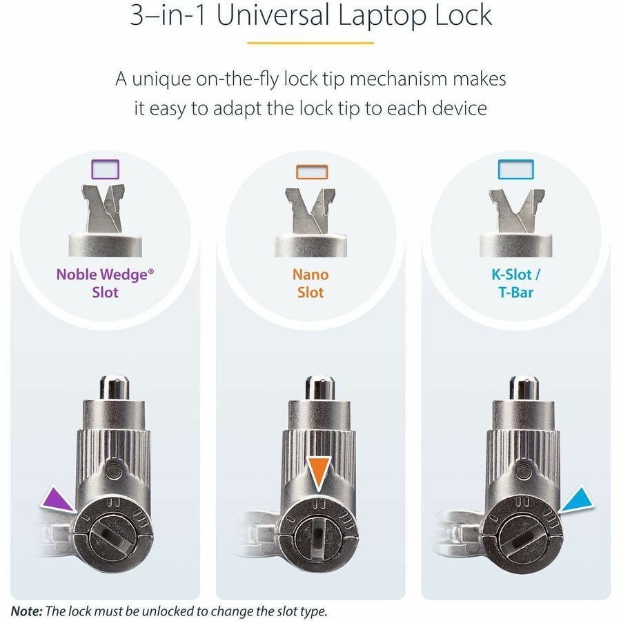 StarTech.com 25-Pack Universal Laptop Lock with 6.6ft Cut-Resistant Cable and Keyed Alike Security Locks