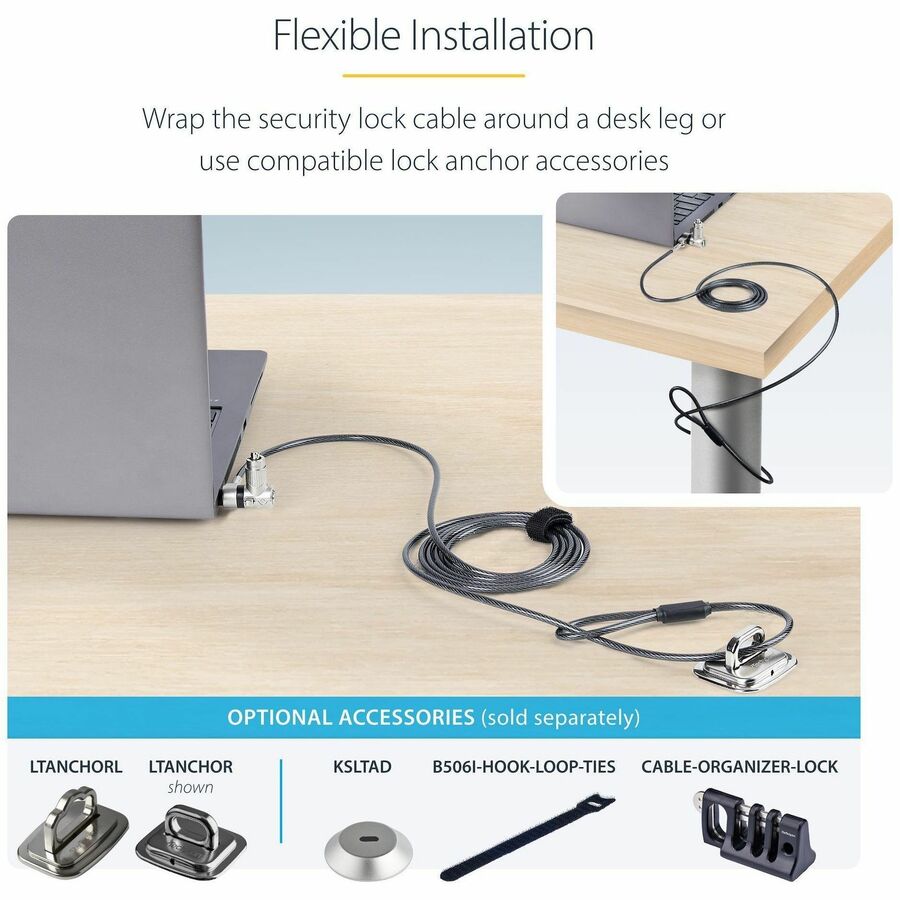 StarTech.com 25-Pack Universal Laptop Lock with 6.6ft Cut-Resistant Cable and Keyed Alike Security Locks