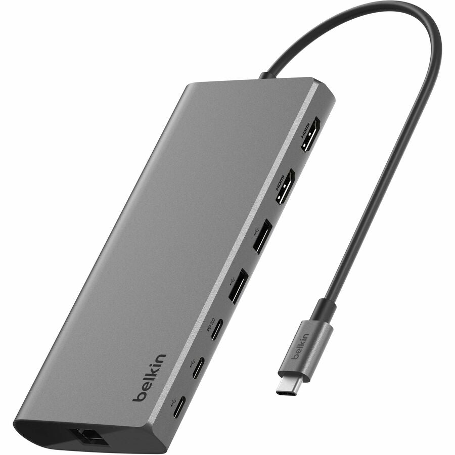 Belkin USB-C 8-in-1 Dual Display Core Hub Docking Station - 100W Power Delivery, Dual 4K HDMI & Ethernet - Space Gray