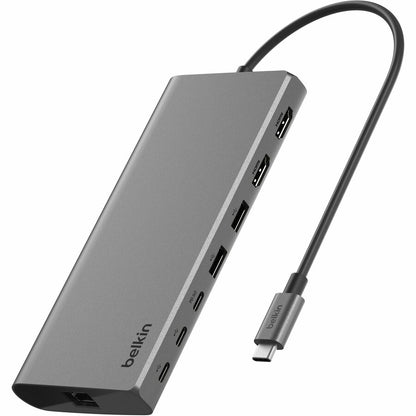 Belkin USB-C 8-in-1 Dual Display Core Hub Docking Station - 100W Power Delivery, Dual 4K HDMI & Ethernet - Space Gray