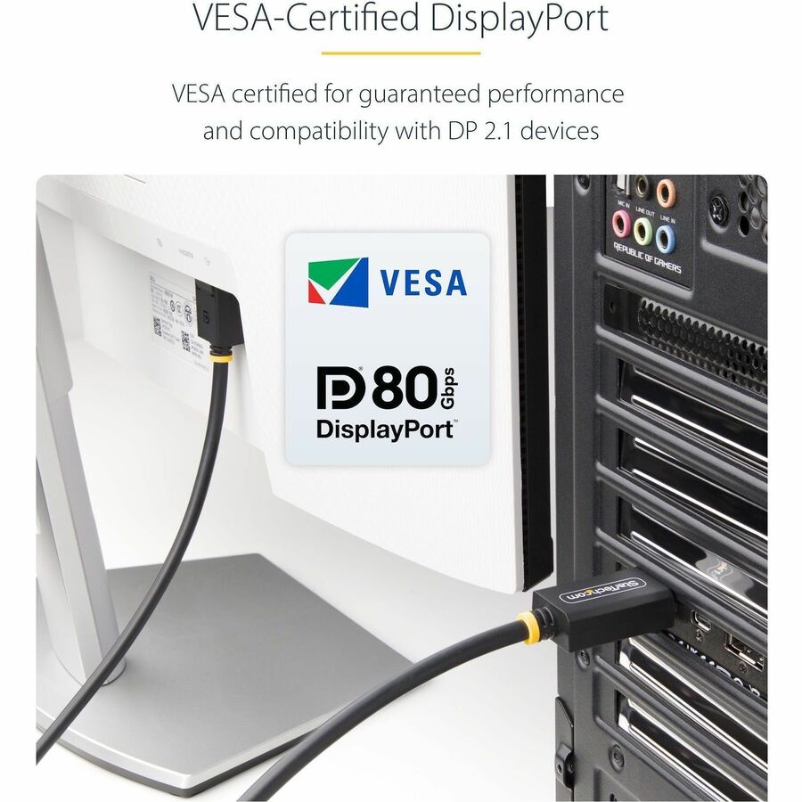 StarTech.com 3ft DisplayPort 2.1 Cable with VESA Certification for 16K/8K UHD Monitors and High-Performance Workstations
