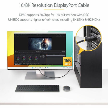 StarTech.com 3ft DisplayPort 2.1 Cable with VESA Certification for 16K/8K UHD Monitors and High-Performance Workstations