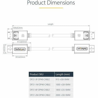 StarTech.com 6ft DisplayPort 2.1 Cable with VESA Certification for 8K/4K UHD Monitors