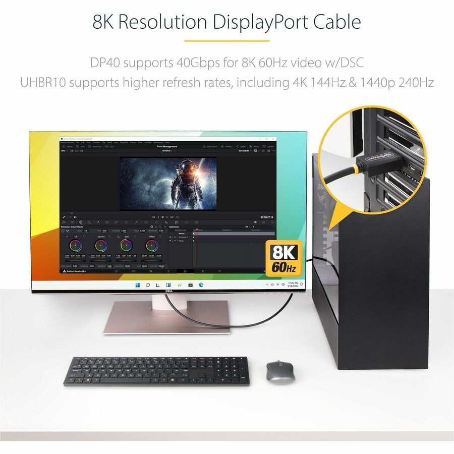 StarTech.com 6ft DisplayPort 2.1 Cable with VESA Certification for 8K/4K UHD Monitors